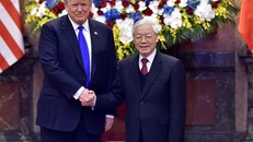 Tổng bí thư, Chủ tịch nước Nguyễn Phú Trọng tiếp Tổng thống Mỹ Donald Trump ngày 27.2.2019 Ảnh: Ngọc Thắng