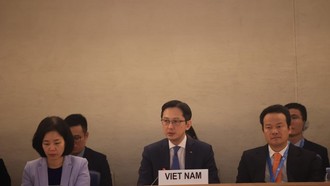 Đoàn Việt Nam tại Phiên đối thoại. (Ảnh: Mofa)