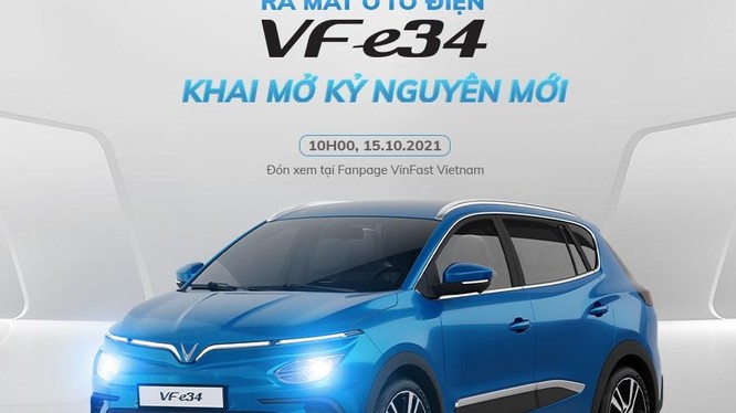 Ô tô điện VF e34 chính thức “trình làng” vào 10h sáng ngày 15/10