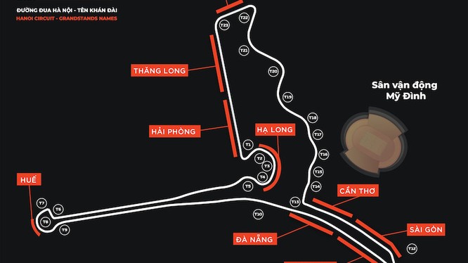 Các khán đài đường đua F1 Hà Nội sẽ mang tên các địa danh nổi tiếng của Việt Nam 