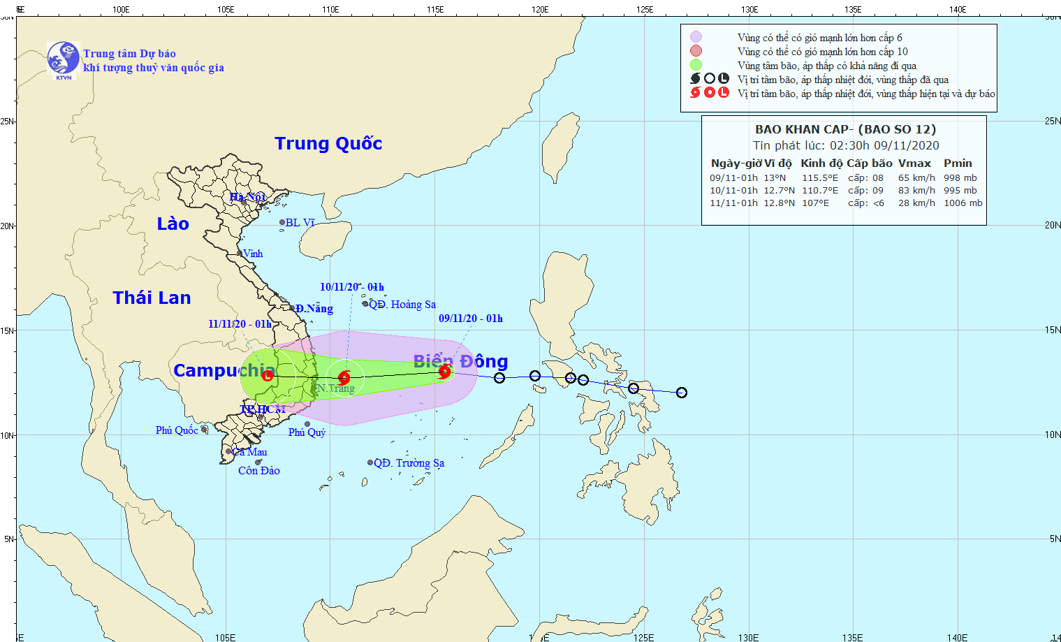Bão Etau mạnh cấp 9, đổ bộ vào các tỉnh từ Phú Yên đến Ninh Thuận