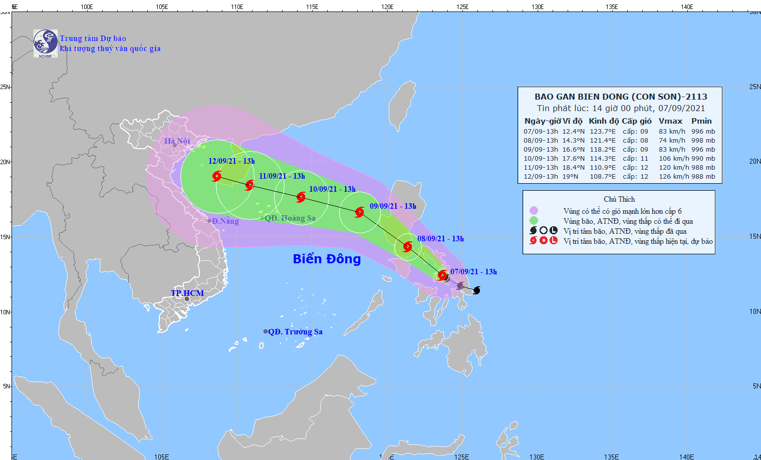 Xuất hiện bão Conson gần Biển Đông