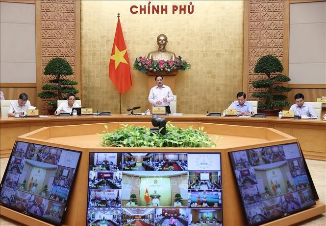 Thủ tướng Phạm Minh Chính chủ trì Hội nghị trực tuyến Chính phủ với địa phương và Phiên họp Chính phủ thường kỳ tháng 9 năm 2022. Ảnh: TTXVN.