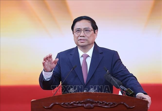 Thủ tướng Phạm Minh Chính phát biểu tại lễ kỷ niệm. Ảnh: TTXVN.