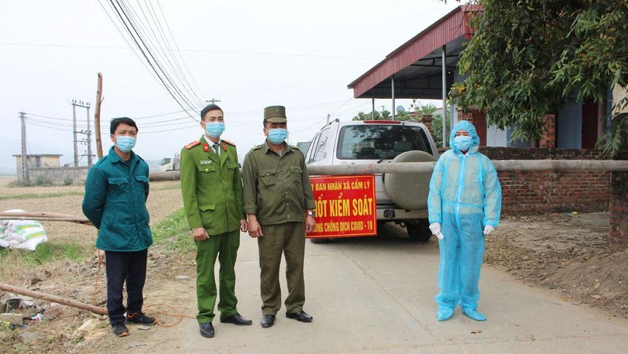 Chốt kiểm soát phòng, chống dịch COVID-19 tại xã Cẩm Lý (huyện Lục Nam, tỉnh Bắc Giang).