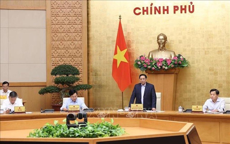 Thủ tướng Phạm Minh Chính trì Phiên họp Chính phủ thường kỳ tháng 4 năm 2022.