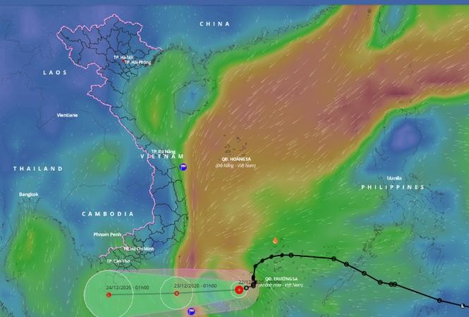 Dự báo đường đi và vùng ảnh hưởng của áp thấp nhiệt đới suy yếu từ bão số 14. (Ảnh: Tiền phong)