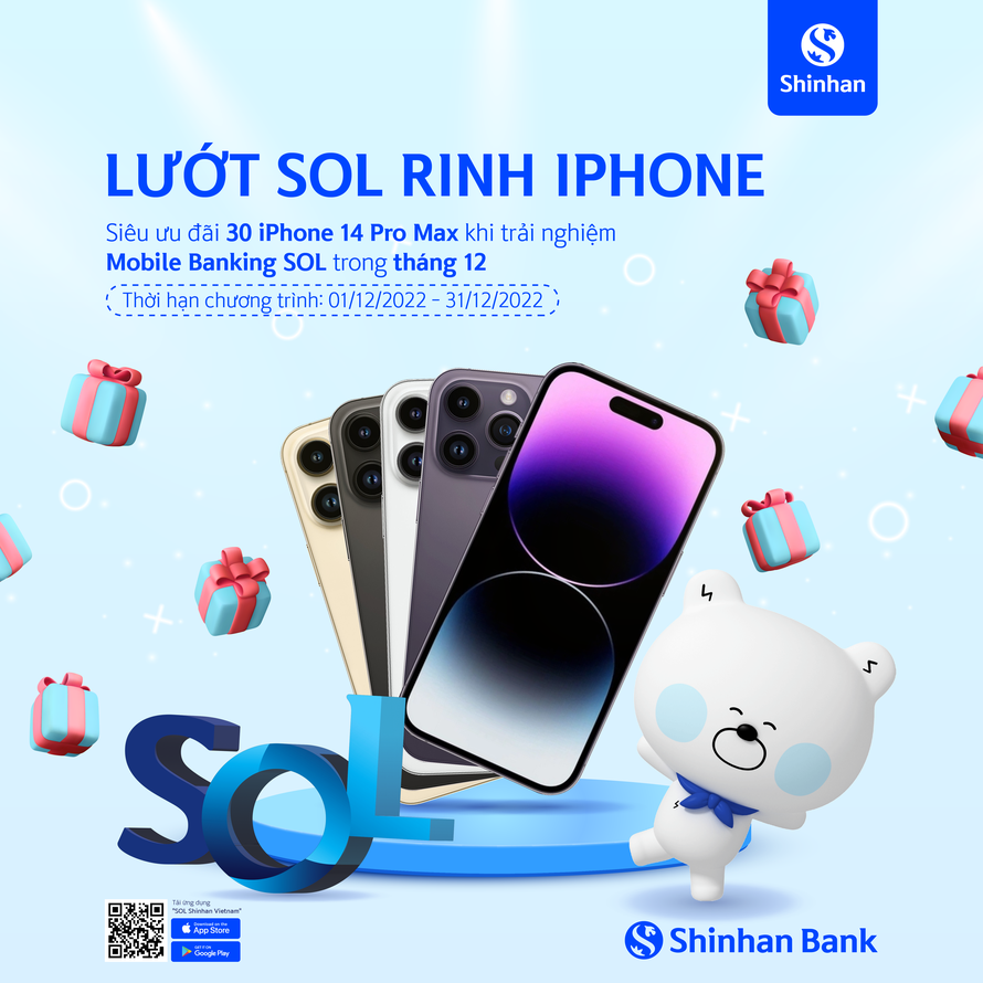 Cơ hội nhận ngay Iphone 14 Pro Max khi đăng nhập Internet Banking/Mobile Banking SOL của Shinhan 
