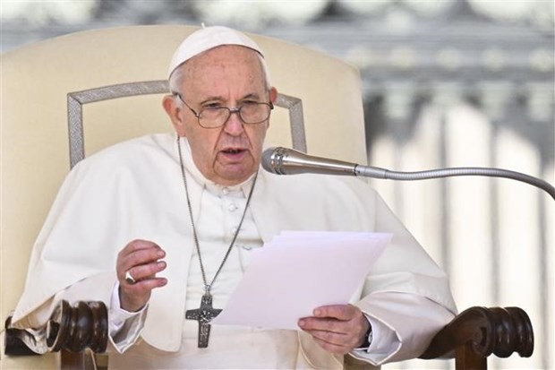 Giáo hoàng Francis phát biểu tại Vatican ngày 20/4/2022. (Ảnh: AFP/TTXVN)