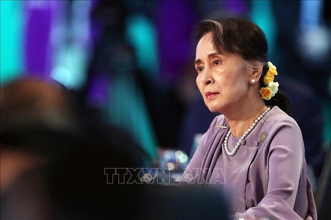 Bà Aung San Suu Kyi khi giữ chức Cố vấn nhà nước Myanmar đã dự một hội nghị ở Sydney, Australia, ngày 18/3/2018. Ảnh tư liệu: AFP/TTXVN