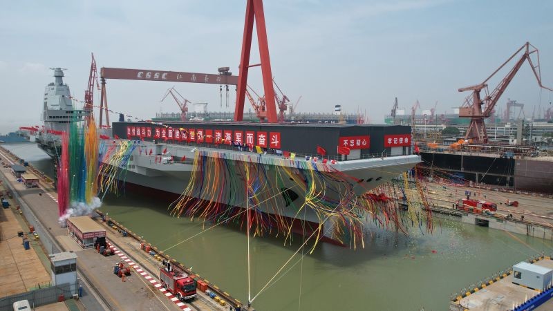 Lễ hạ thủy tàu CNS Phúc Kiến ngày 17/6/2022. Ảnh: THX