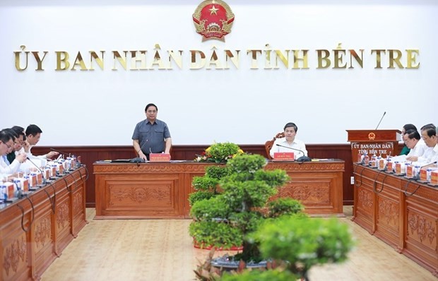 Thủ tướng Phạm Minh Chính chủ trì làm việc. (Ảnh: Dương Giang/TTXVN)