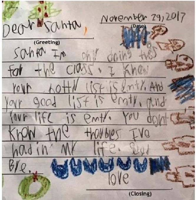 Bức thư của cậu bé 6 tuổi gửi ông già Noel.