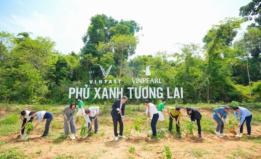 Các đại biểu tham dự sự kiện đã chính thức trồng những cây xanh đầu tiên của dự án “Phủ xanh Tương lai” tại Vườn Quốc gia Phú Quốc.