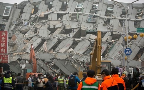 Hậu quả một vụ động đất ở Đài Loan. Ảnh: CNN.