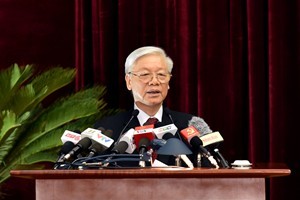Tổng Bí thư Nguyễn Phú Trọng phát biểu khai mạc Hội nghị Trung ương 5. 