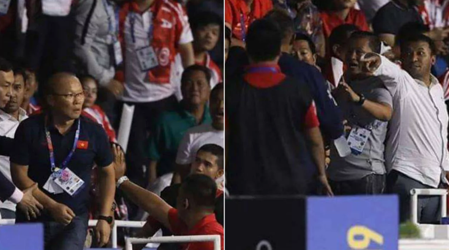 Nhận thẻ đỏ, ông Park tiếp tục 'khẩu chiến' với cổ động viên Indonesia trên khán đài