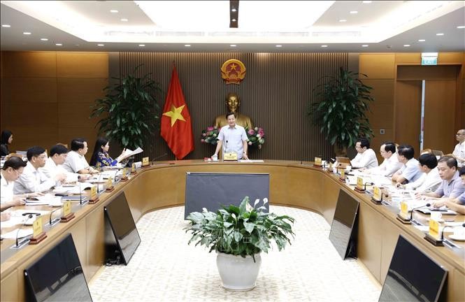 Phó Thủ tướng Lê Minh Khái phát biểu tại cuộc họp. Ảnh: An Đăng/TTXVN