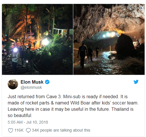 Elon Musk chp biết Tàu ngầm mini giải cứu đội bóng nhí Thái Lan đã sẵn sàng.