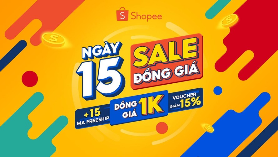 Shopee chiêu đãi người dùng tiệc sale 1K trong “Ngày 15 Sale Đồng Giá”