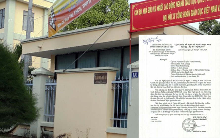 Sở Giáo dục và Đào tạo tỉnh Kiên Giang và công văn lấy ý kiến đóng góp. 