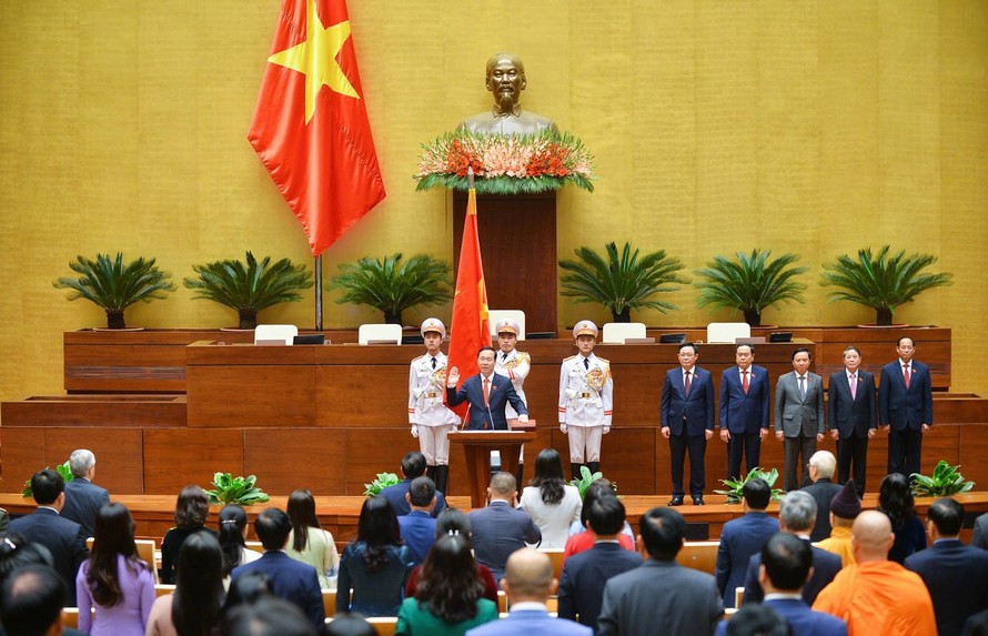 Quang cảnh lễ nhậm chức của Chủ tịch nước Võ Văn Thưởng.