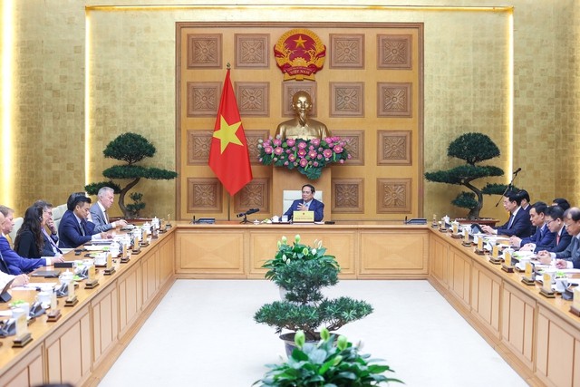 Thủ tướng Phạm Minh Chính tiếp các doanh nghiệp của Hội đồng Kinh doanh Hoa Kỳ-ASEAN.