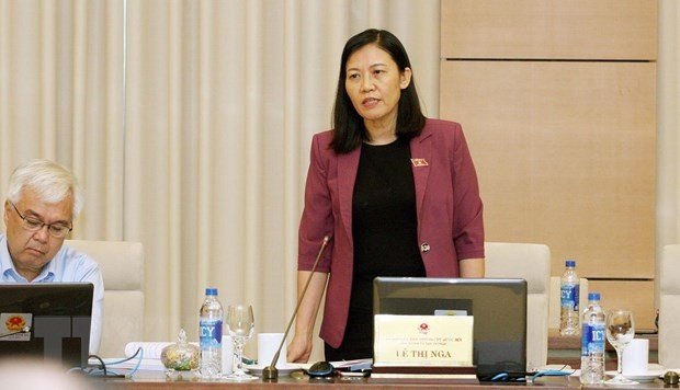 Chủ nhiệm Ủy ban Tư pháp của Quốc hội Lê Thị Nga phát biểu. (Ảnh: Nguyễn Dân/TTXVN)