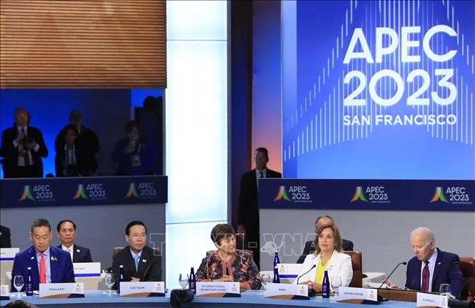 Chủ tịch nước Võ Văn Thưởng dự Phiên họp hẹp các Nhà lãnh đạo các nền kinh tế APEC. Ảnh: Thống Nhất