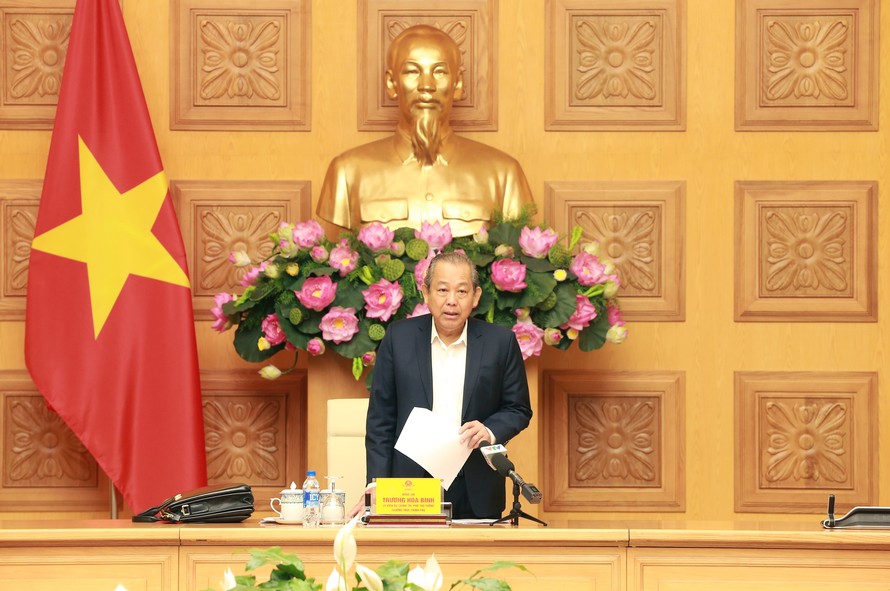 Phó Thủ tướng Trương Hòa Bình phát biểu tại cuộc họp. Ảnh: VGP/Lê Sơn
