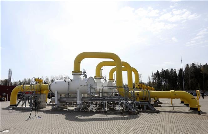Hệ thống đường ống dẫn khí đốt tại Jauniunai, Litva, ngày 5/5/2022. Ảnh: AFP/ TTXVN