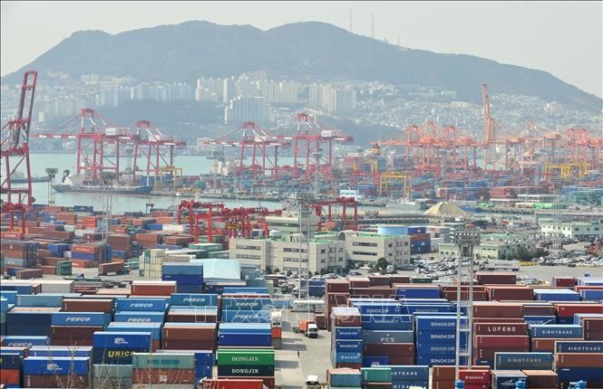 Cảng hàng hóa ở Busan, Hàn Quốc. Ảnh: AFP/TTXVN