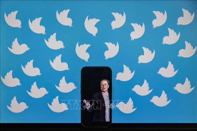 Hình ảnh tỷ phú Elon Musk và biểu tượng mạng xã hội Twitter. Ảnh: AFP/TTXVN