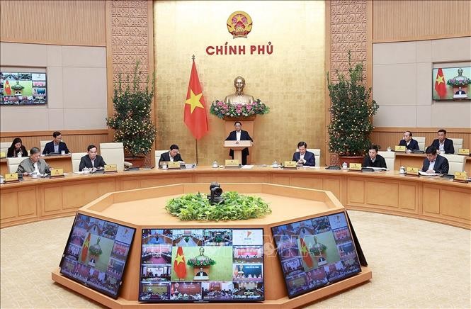 Thủ tướng Phạm Minh Chính chủ trì Phiên họp Chính phủ thường kỳ tháng 1 năm 2023. Ảnh: Dương Giang/TTXVN