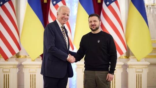 Tổng thống Mỹ Joe Biden và Tổng thống Ukraine Volodymyr Zelensky. Ảnh: Telegram