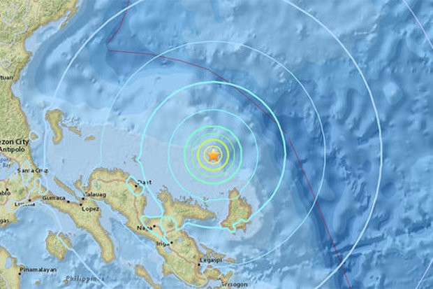 Một trận động đất mạnh 6,1 độ richter làm rung chuyển khu vực cách thành phố Pandan, Philippines. Ảnh: USGS