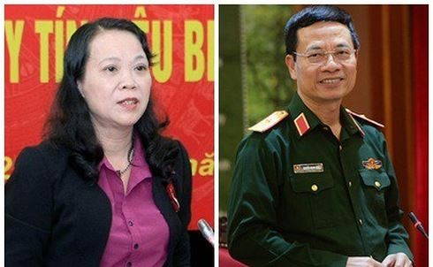 Thứ trưởng - phó chủ nhiệm Ủy ban Dân tộc Hoàng Thị Hạnh và chủ tịch kiêm tổng giám đốc Tập đoàn Công nghiệp - Viễn thông quân đội Nguyễn Mạnh Hùng