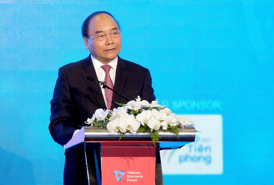 Thủ tướng phát biểu tại Diễn đàn cấp cao Công nghệ thông tin-truyền thông Việt Nam. Ảnh: VGP/Quang Hiếu