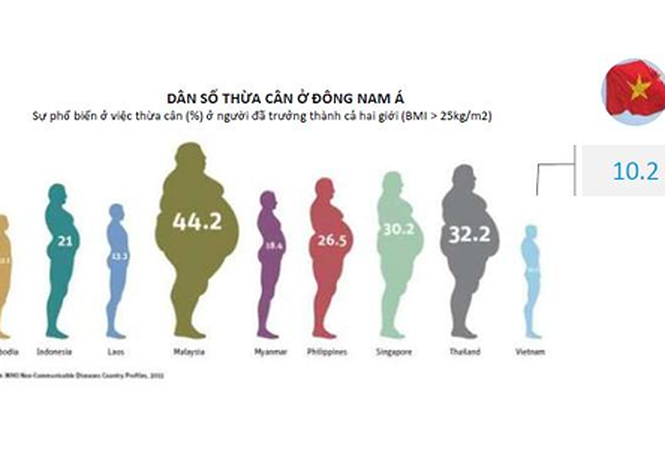 So với các quốc gia khác trong khu vực, Việt Nam có tỉ lệ béo phì khá thấp