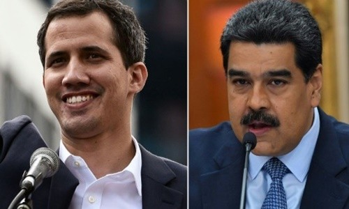 Tổng thống Venezuela Nicolas Maduro (phải) và thủ lĩnh đối lập Juan Guaido. Ảnh: AFP.