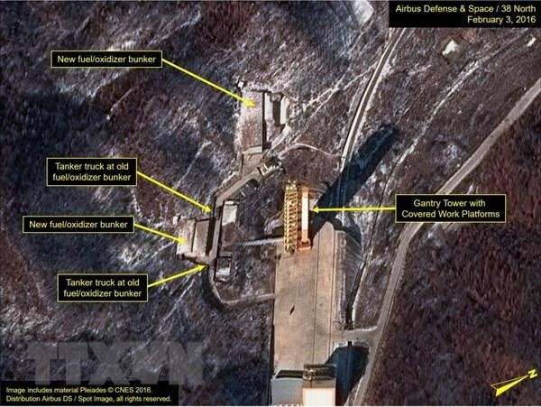 Bãi phóng vệ tinh Dongchang-ri tại Cholsan, tỉnh Bắc Pyongan, Triều Tiên. (Nguồn: Yonhap/TTXVN)