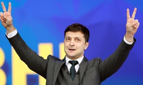 Danh hài Volodymyr Zelensky, người có khả năng cao trở thành tân tổng thống Ukraine. Ảnh: Reuters.
