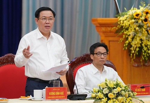 Phó Thủ tướng Vương Đình Huệ phát biểu tại cuộc làm việc - Ảnh: VGP/Thành Chung
