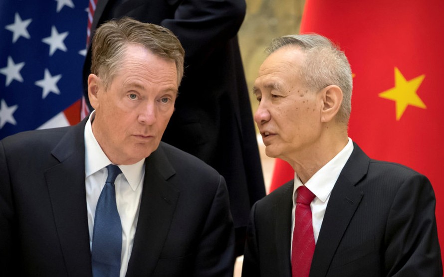 Phái đoàn Mỹ-Trung đàm phán tại Thượng Hải. Ảnh: AP