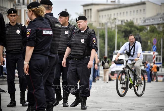 Cảnh sát Nga tuần tra tại Moskva. Ảnh: AFP/TTXVN