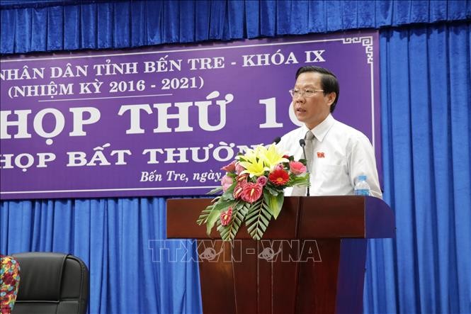 Ông Phan Văn Mãi phát biểu tại kỳ họp Hội đồng nhân dân tỉnh Bến Tre nhiệm kỳ 2016-2021, ngày 9/1/2019. Ảnh: Huỳnh Phúc Hậu