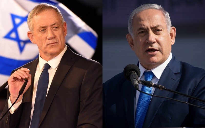 Ông Benny Gantz (trái) và Thủ tướng Netanyahu. Ảnh: Times of Israel.