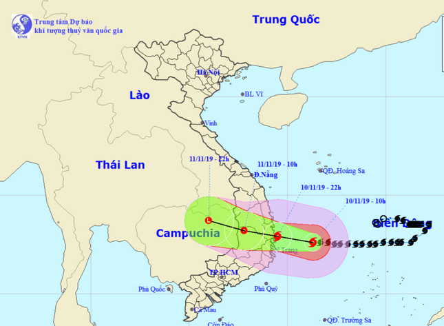 Cập nhật: Bão số 6 ngay trên vùng biển các tỉnh Bình Định-Phú Yên-Khánh Hòa, gió giật cấp 13