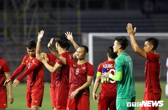 Niềm vui của các cầu thủ U22 Việt Nam. Ảnh:VTC News