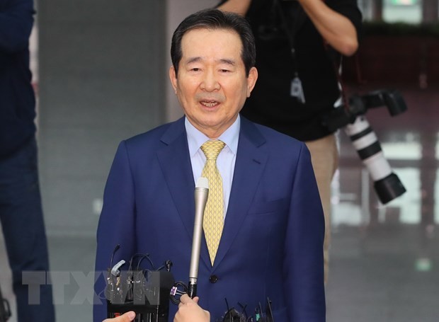 Cựu Chủ tịch Quốc hội Hàn Quốc Chung Sye-kyun phát biểu với báo giới tại Seoul ngày 17/12/2019. (Ảnh: Yonhap/TTXVN)